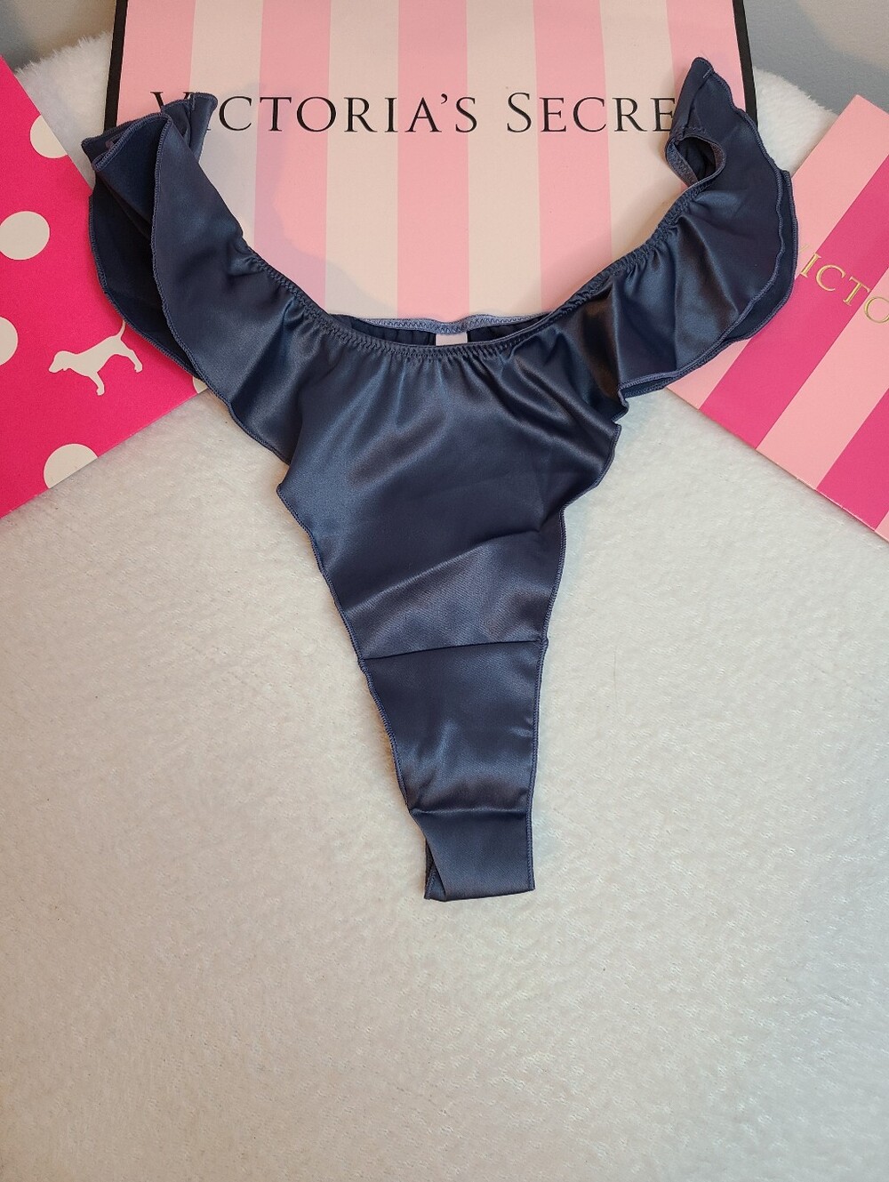 Victoria's Secret French Cut Satin Flutter Thong Panty Size M